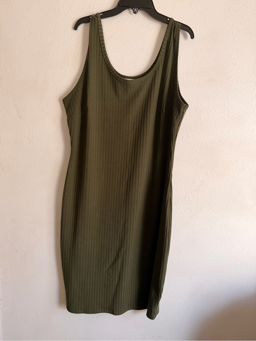 love J Olive Green Ribbed Midi Tank Dress